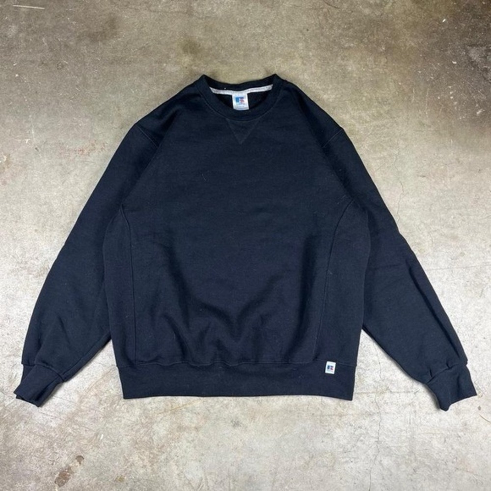 Russell Athletic Mens Black Crewneck Sweatshirt Heavyweight Fleece Size L